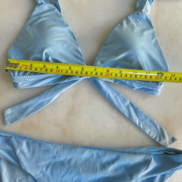 SALE! $12! Sky Blue Bikini Swimsuit Set Triangle Bra Top Full Coverage Bottom - Picture 6 of 10